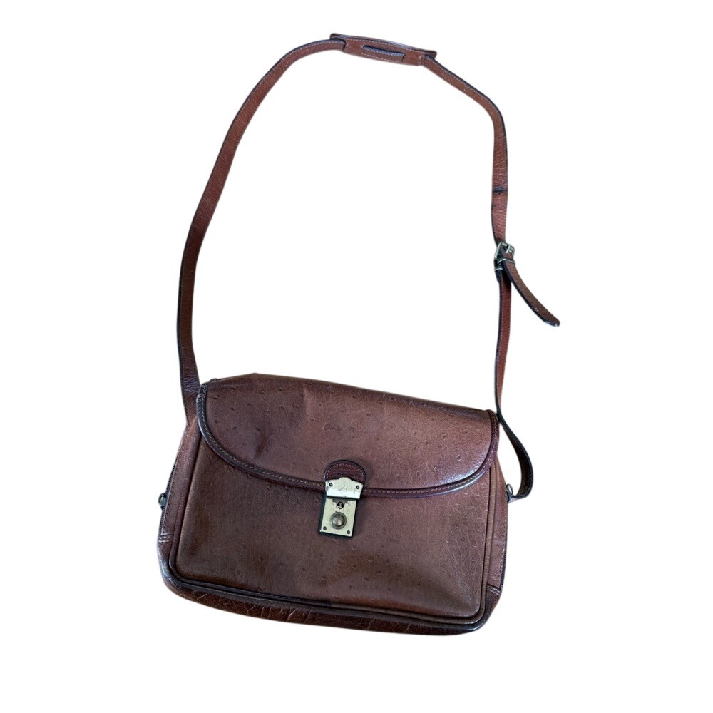 Vintage 1950s Carla‎ Romani brown leather western classic gold hardware purse